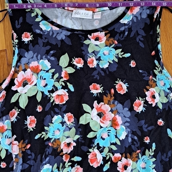 Flutter and Kick Maternity Large Floral Asymmetrical Hem Sleeveless Maxi Dress - Picture 9 of 11